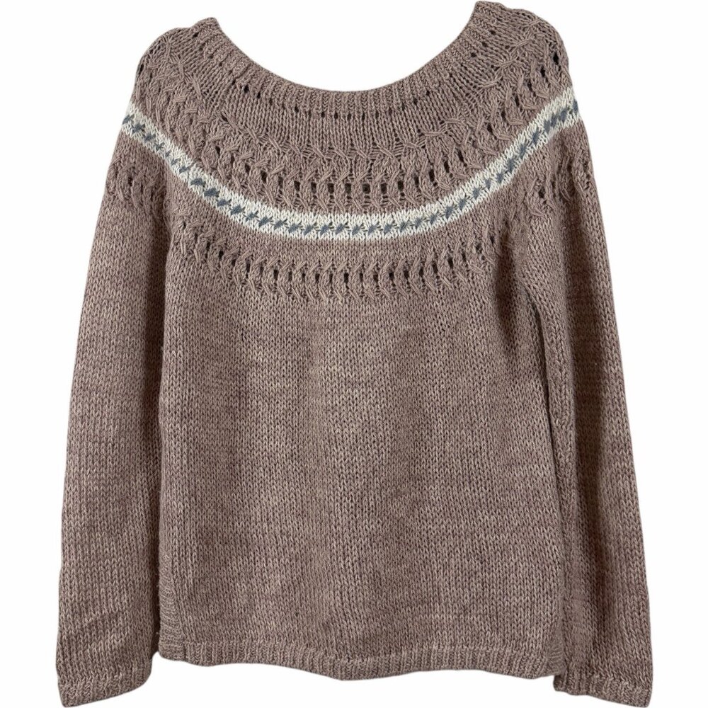 Garnet Hill Baby Alpaca Sweater Womens Small S Fair Isle Scoop Neck‎ Lightweight - Picture 3 of 9